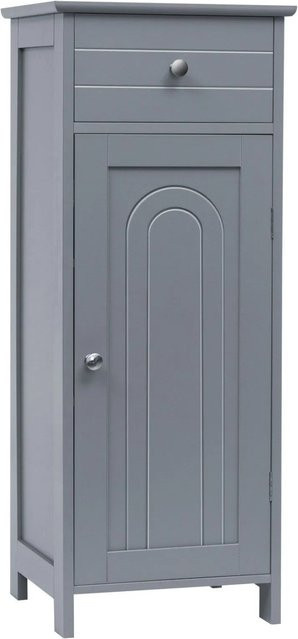 Costway Badezimmerschrank Schmal in Grau mit verstellbaren Regalen und Türen mit Schubladen, B/T/H: 30 x 30 x 87 cm - Bild 1