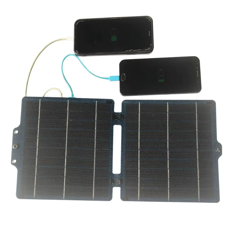 Luxuglow Faltbares Solarladegerät 10W mit USB-C und USB-A für Camping und Notfälle, Schwarz - Bild 2