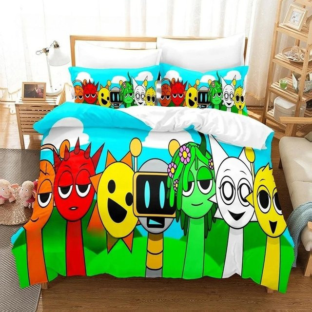 Sprunki Anime Bettwäscheset aus Mikrofaser, 3-teilig, Mehrfarbig, B/H: 140 x 200 cm - Bild 1