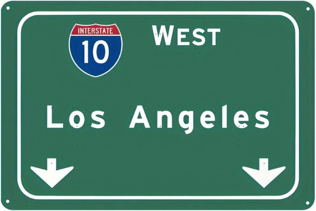 Hello Young Vintage Los Angeles Interstate West Retro Blechschild aus Metall in Grün, Wanddekoration B: 50,8 cm, H: 20,0 cm, T: 20,0 cm - Bild 1