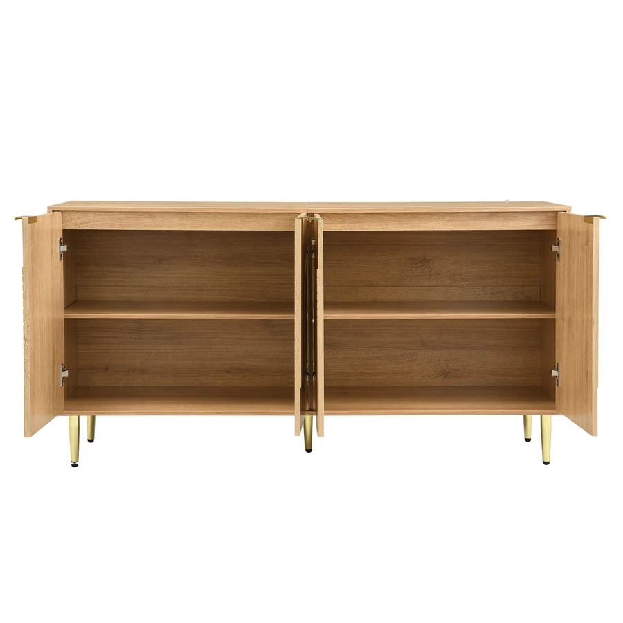 okwish Sideboard Modern in Natur mit 2 Schubladen und 4 Türen, B/T/H: 160 x 40 x 82 cm - Bild 2
