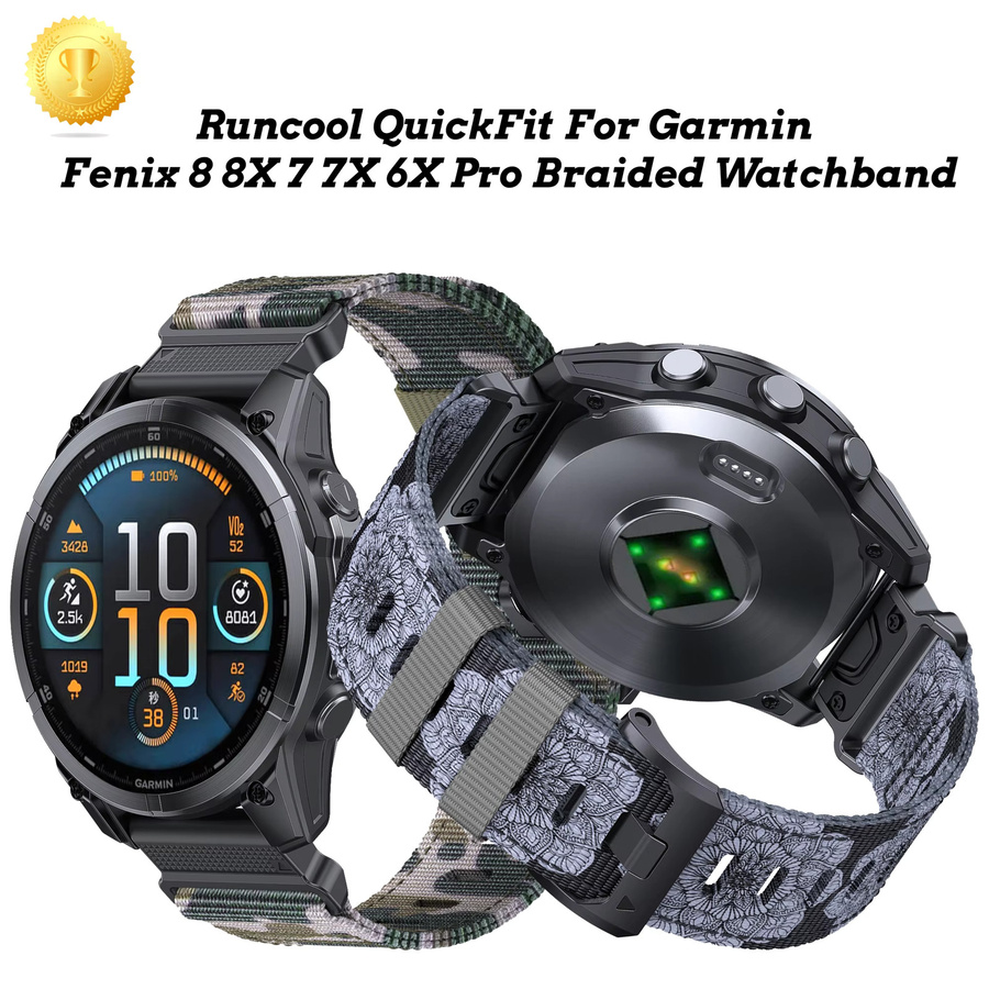 Runcool Uhrenarmband Nylon, geflochten, Schwarz, Unisex - Bild 2