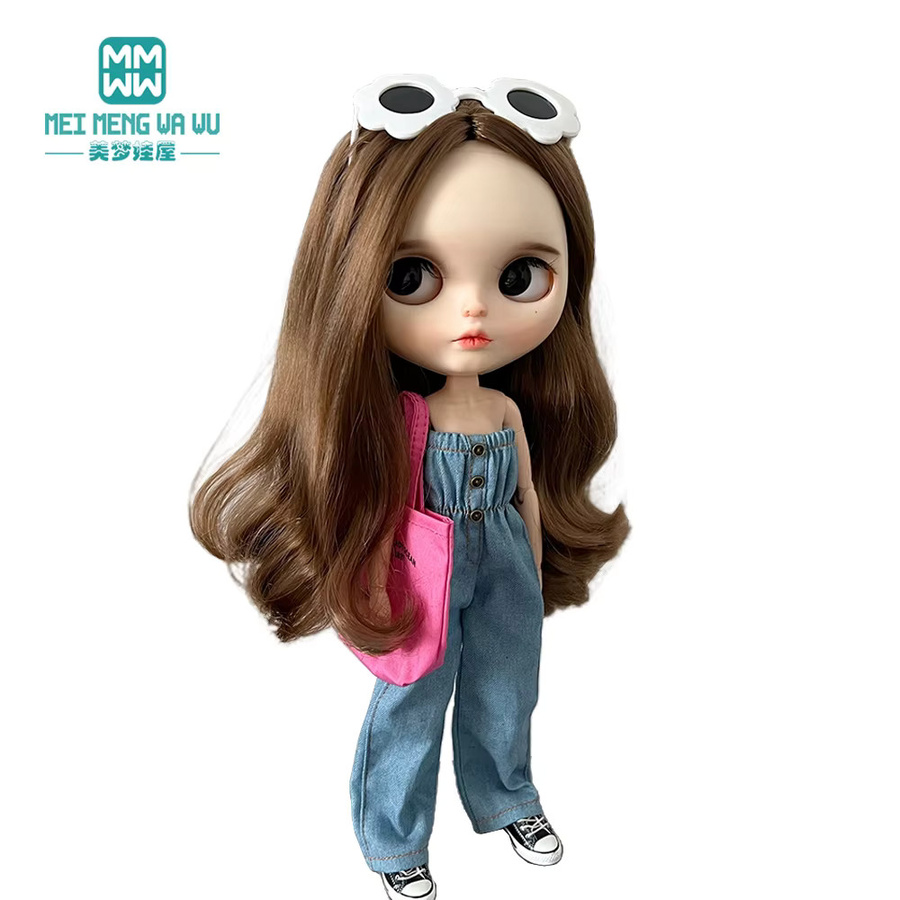 meimengwawu Blyth Puppenkleidung, Modische Denim-Overalls Hemden Röcke, Zubehör - Bild 2
