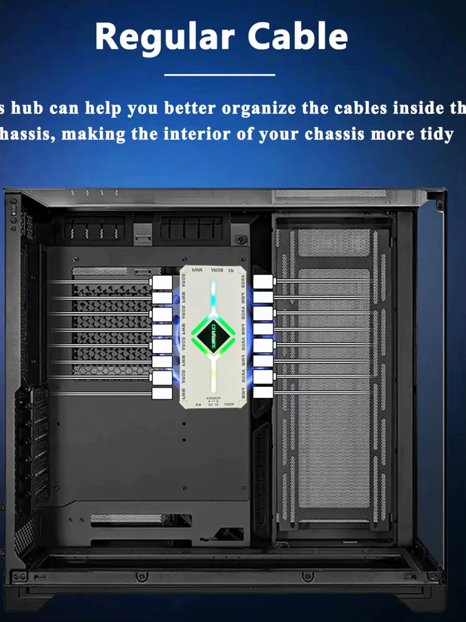 CX FUTRUE Dual Nine-Way ARGB Hub Controller Schwarz, 5V 3-Pin Beleuchtungssynchronisation und PWM 4-Pin Lüftersteuerung - Bild 6