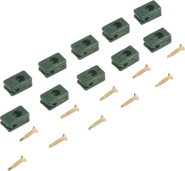 Alberts Spanndrahthalter-Set 10-teilig aus Kunststoff in Grün für Garten- und Metallzäune - Bild 1