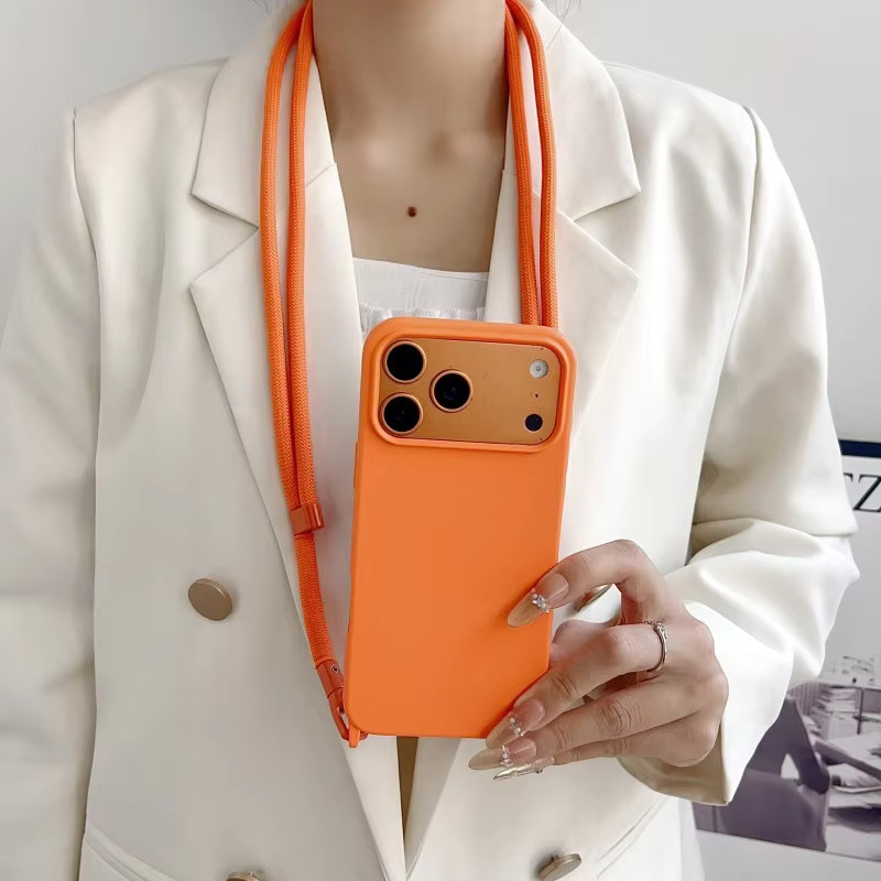 Stoßfeste Lanyard-Hülle für Apple iPhone in Candy Brown mit Umhängeband - Bild 2