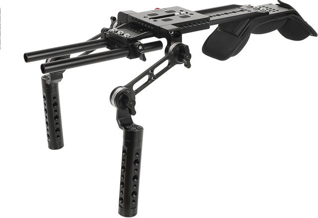 Hdrig Käsegriff aus Aluminium mit ARRI Rosetten-Halterung und M6 Daumenschraube, Schwarz - Bild 1