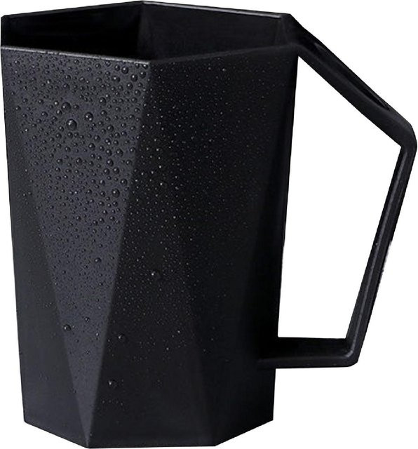 Fishine Zahnbürstenbecher Set aus Kunststoff mit geometrischem Rhombus-Design, Schwarz, 400 ml - Bild 1