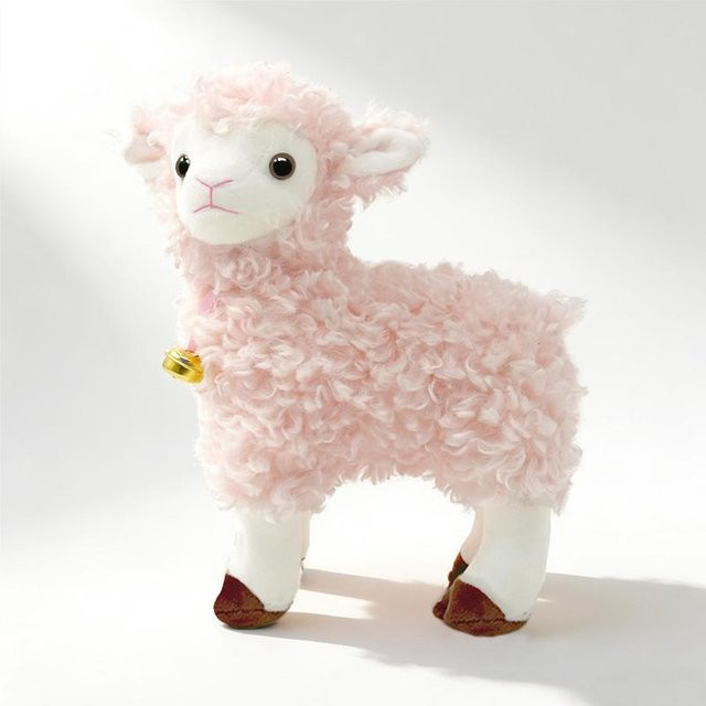 Yiran Health & Beauty Süßes Glöckchen Lamm, Plüschtier, Rosa Weiß Beige, 36cm - Bild 1