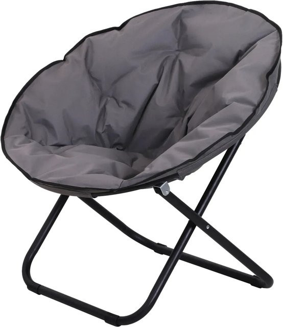 Outsunny Campingstuhl aus Metall und grauem Polyester mit Polsterung, Breite: 80 cm, Tiefe: 80 cm, Höhe: 75 cm - Bild 1