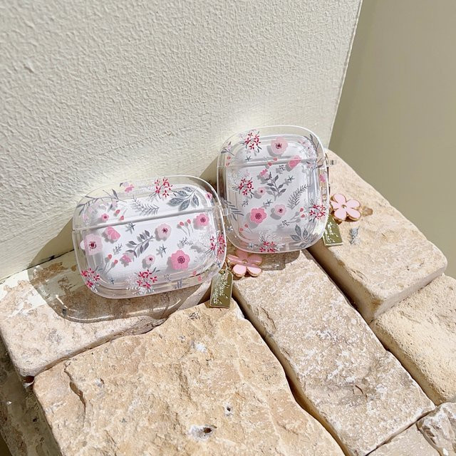 Apple AirPods Pro 2 Hülle, rosa Blumen-Perlen-Anhänger, Schmetterling, Herz-Schlüsselanhänger - Bild 1