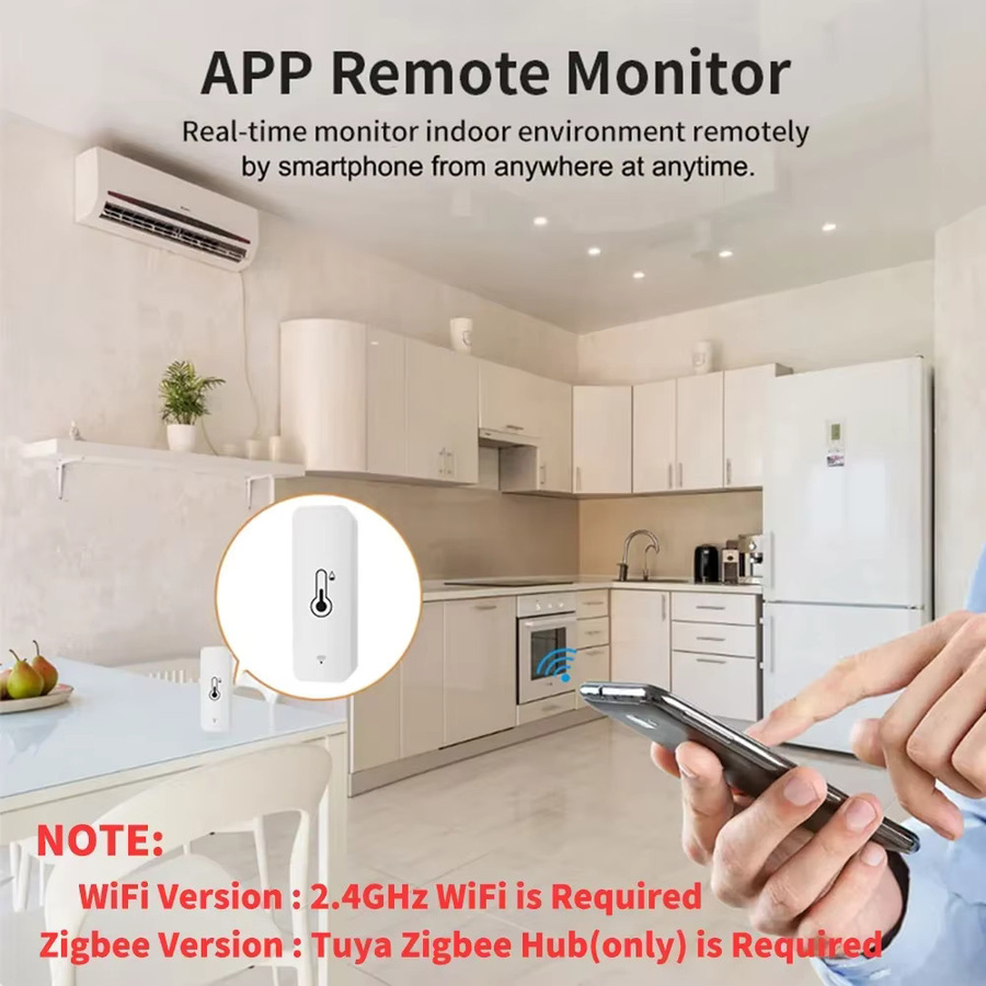 Tuya Zigbee WiFi Temperatur und Feuchtigkeit Sensor in Weiß für Smart Home mit App Remote Monitor und Kompatibilität mit Alexa und Google Assistent - Bild 2
