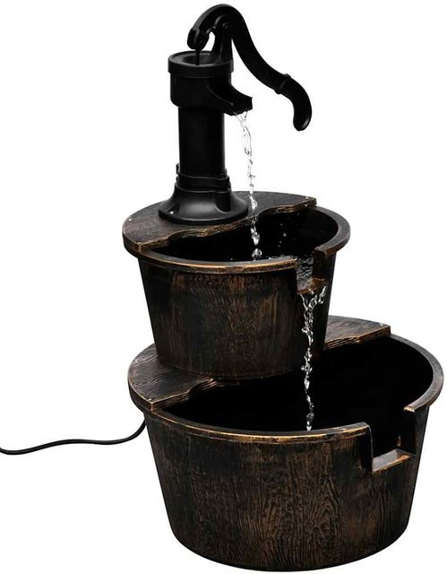 VD Home Furnishing Kaskadenbrunnen mit Handwasserpumpe im Vintage-Design in Bronze und Braun, Tischbrunnen mit elektrischer Stromversorgung - Bild 1