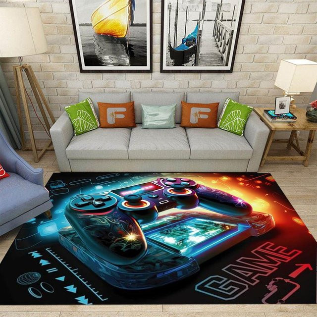 Karpetti Gaming-Teppich mit Controller-Design für Jungenzimmer und Schlafzimmer, rutschfest und maschinenwaschbar, B/H: 60 x 40 cm, mehrfarbig - Bild 1