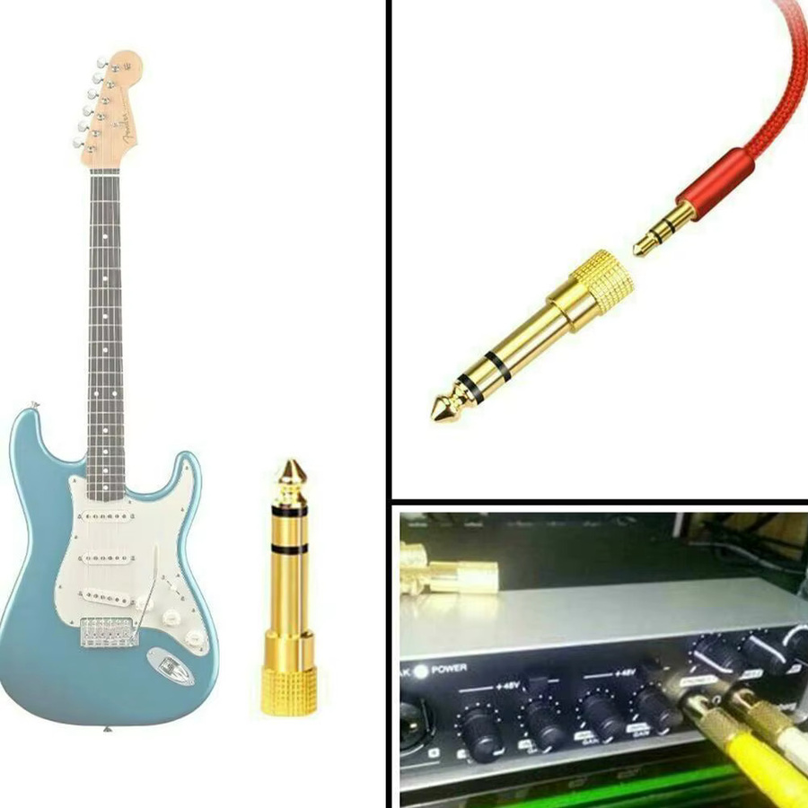 Liulz Audio-Adapter vergoldet von 6,35 mm Stecker auf 3,5 mm Buchse für Kopfhörer, Mikrofon und AUX - Bild 3