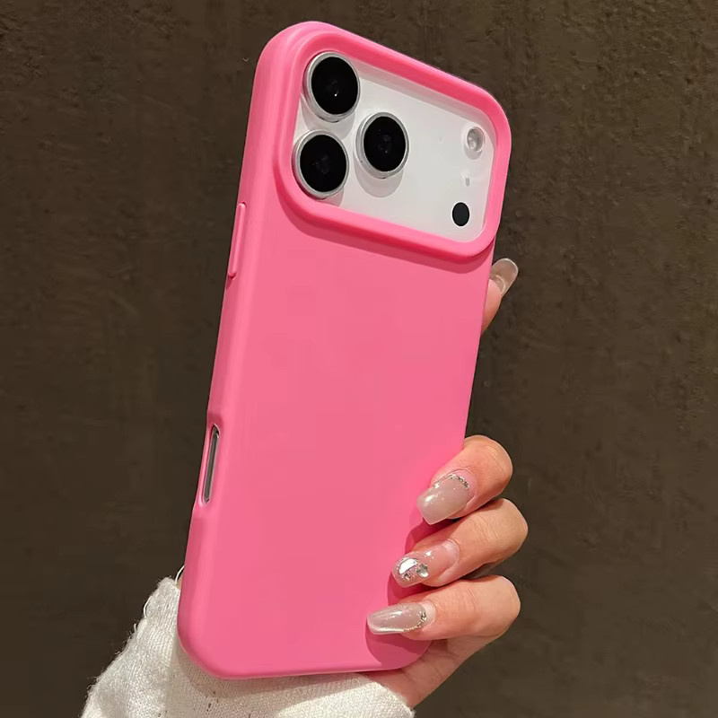 Stoßfeste Silikon-Schutzhülle in Bonbonfarben kompatibel mit iPhone 17/16/15/14/13 Pro Max und 17Air mit mattiertem TPU-Rahmen in Beige und Pink - Bild 1