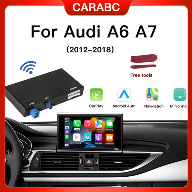 carabc Wireless CarPlay und Android Auto Modul für Audi A6 A7 2012-2018 in Schwarz mit Bluetooth-Audio und OEM-Rückfahrkamera Unterstützung - Bild 1