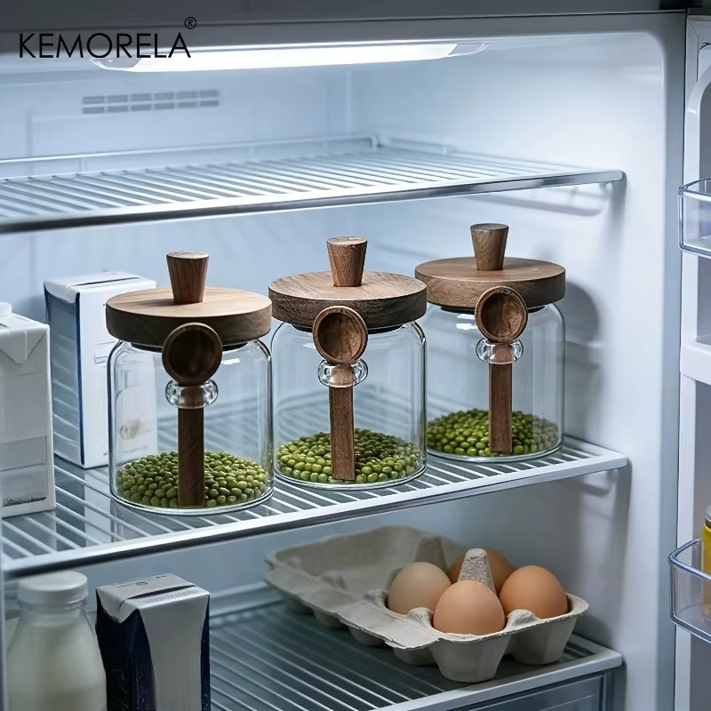 KEMORELA Glas-Vorratsdose für Getreide und Kaffeebohnen mit Löffel, transparent - Bild 4