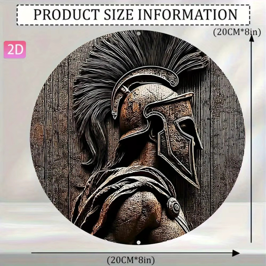 HELLOYOUNG Metallschild Spartanischer Krieger Wandkunst Griechische Mythologie Braun B/B/H: 20,3 x 20,3 x 0,1 cm - Bild 2