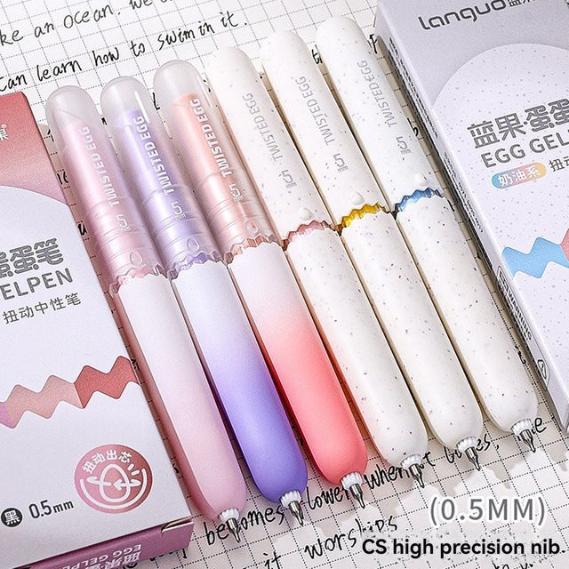 Kawaii Ei Gelstift Schwarz 0,5 mm mit Soft-Touch-Gehäuse und schnell trocknender Tinte - Bild 1