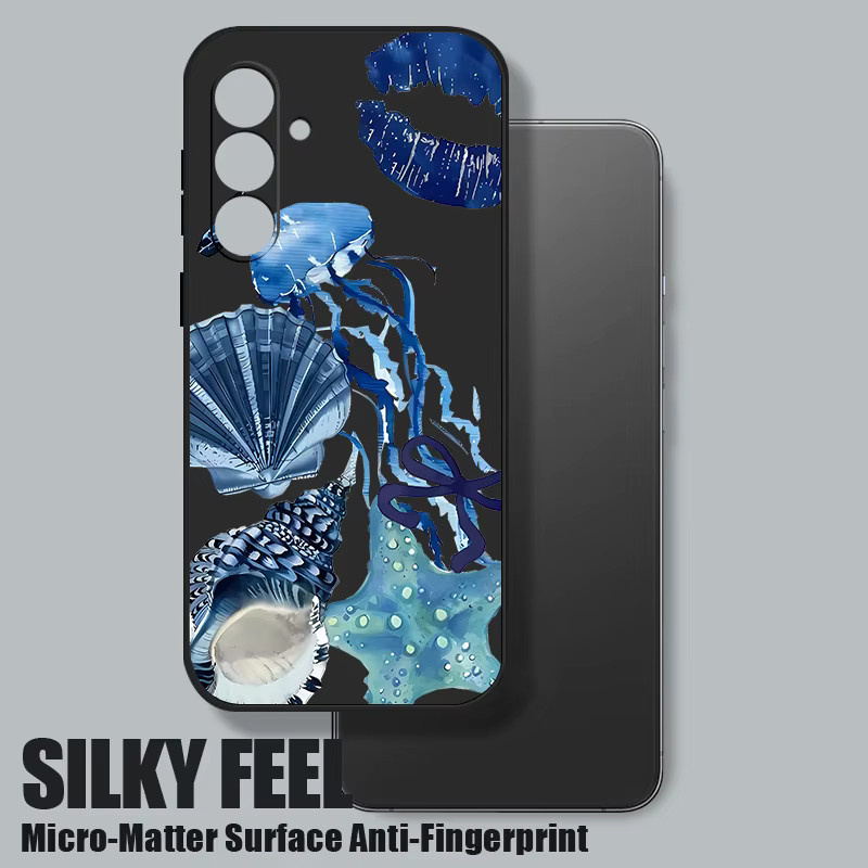 Samsung Handyhülle Soft Cover mit Quallen Conch Print in Grau für Galaxy S25 FE S24 S23 Ultra S22 S23 Plus A56 A17 A16 A36 A55 A54 A15 5G - Bild 4