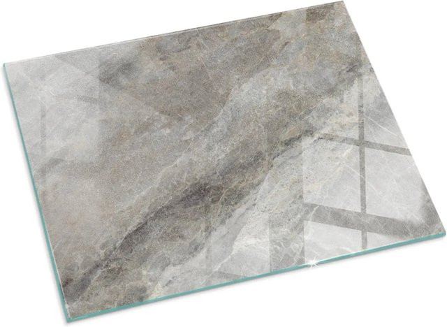 Tulup Glasplatte für Kaminöfen mit Natursteinmuster in Grau, B/H: 80 x 60 cm - Bild 1