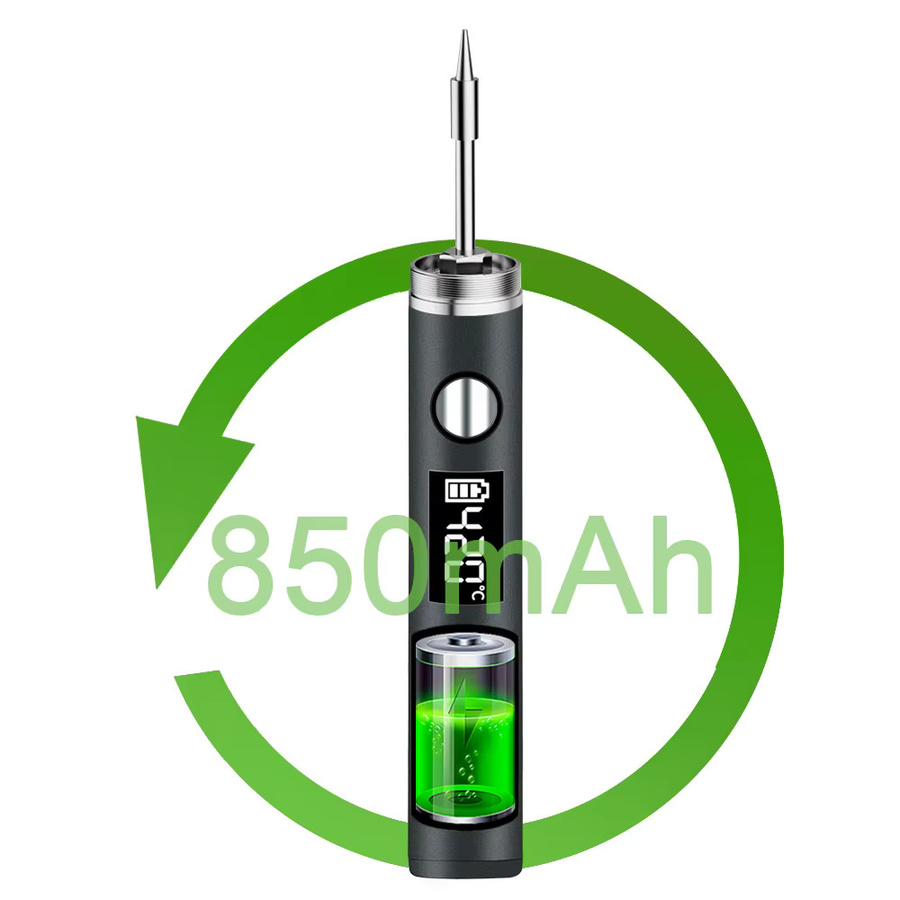 Tragbarer USB-Lötkolben von Lefavor mit wiederaufladbarer Lithium-Batterie, 5 V 8 W, Schwarz - Bild 3