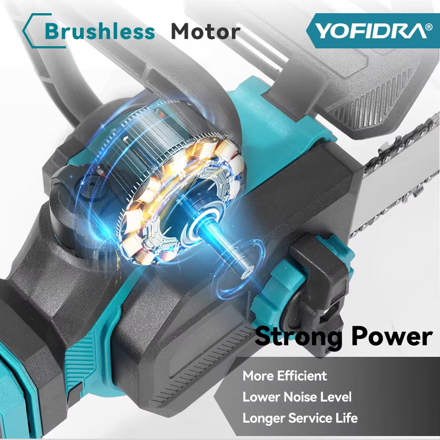 YOFIDRA Bürstenlose Kettensäge 12 Zoll mit 7000W für Makita LXT Akku, ausziehbare handgeführte Astsäge für den Garten - Bild 4