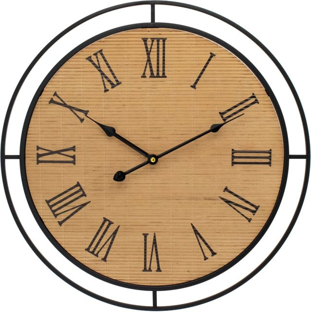 Wall-Art Wanduhr aus Bambus mit römischen Ziffern, rund, braun, Durchmesser: 45 cm - Bild 1