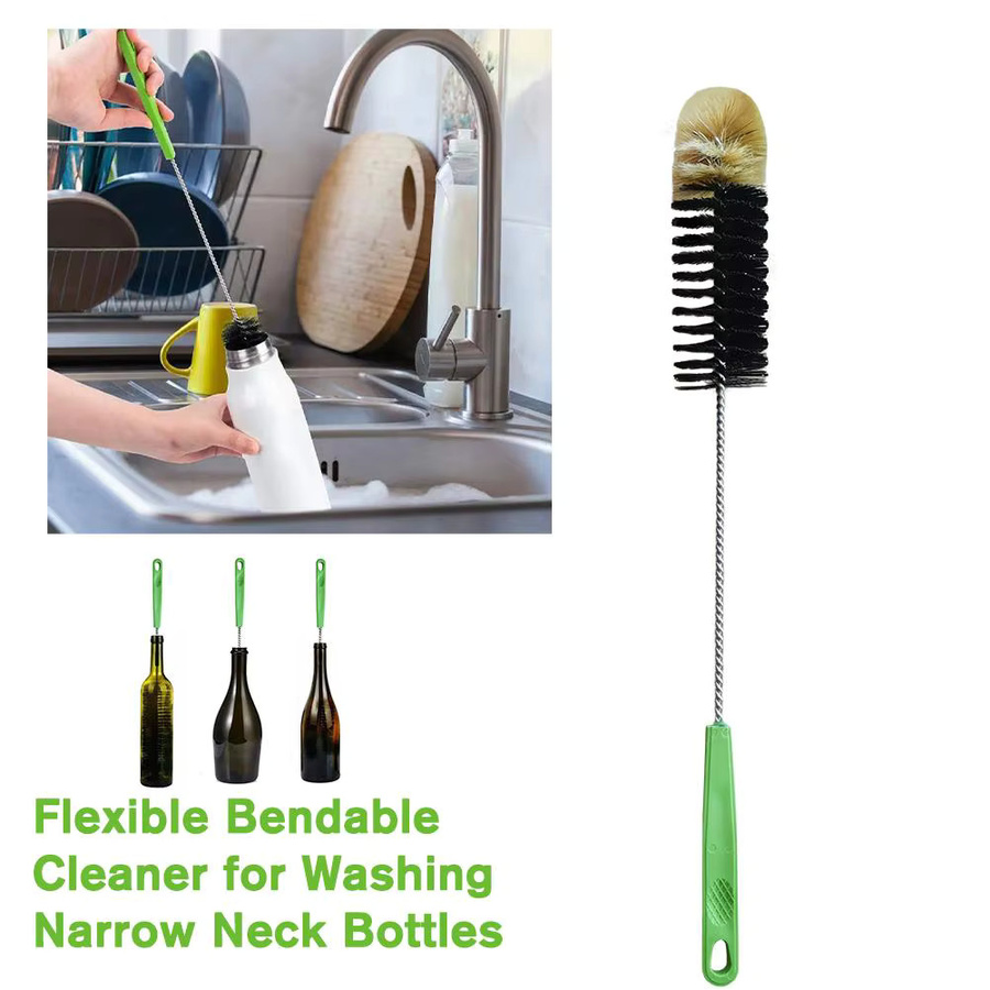 Flexible Wasserflaschenbürste in Grün mit 40 cm Länge zur Reinigung von Flaschen mit schmalem Hals, Weindekantern und Kombucha-Rohren - Bild 3