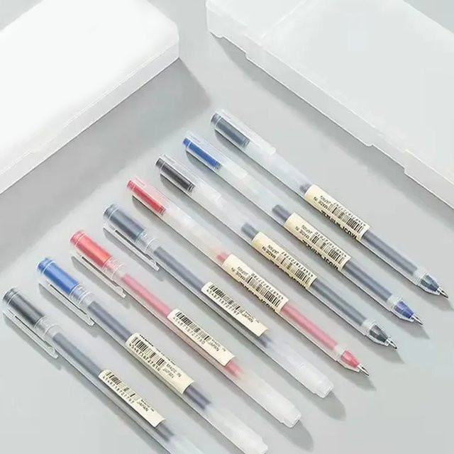 MUJIs Kawaii Gel Stifte Set mit 0,38 mm Spitze in Schwarz, Rot und Blau für Schule und Büro - Bild 1