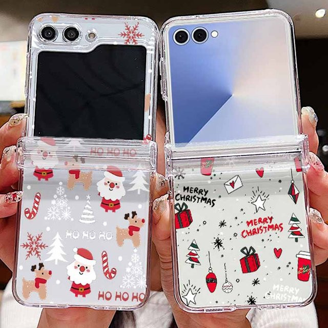 Samsung Galaxy Z Flip 5G Klappschutzhülle mit Weihnachtsmuster in Transparent - Bild 1