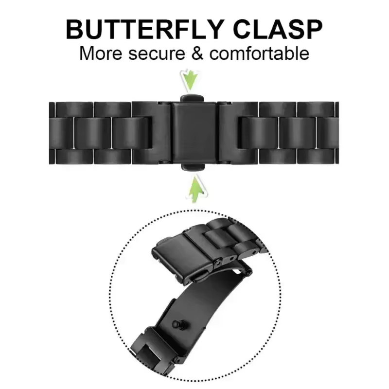 Uhrenarmband Edelstahl, Schwarz, 22 mm, Unisex - Bild 3