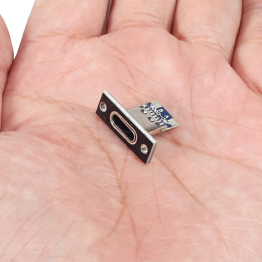 AOKIN 10er Set USB-C 3.1 Buchsen mit Befestigungsplatte in Schwarz, 2/4 Pin Ladeport - Bild 3