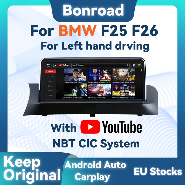 BONROAD Kabelloses Carplay Android Auto Autoradio mit 10,25 Zoll Multimedia-Touchscreen, GPS-Navigation, YouTube und Mirrorlink für BMW X3 X4 F25 F26, Schwarz - Bild 1