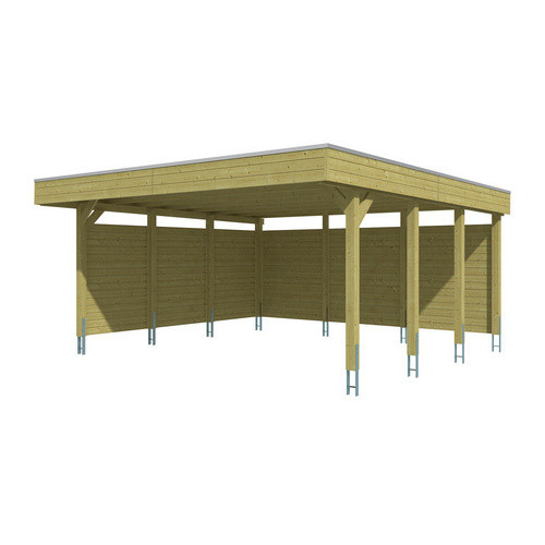 SKANHOLZ Carport Friesland Set C aus Fichte mit Seiten- und Rückwand, Grün, B: 546 cm, T: 555 cm - Bild 2