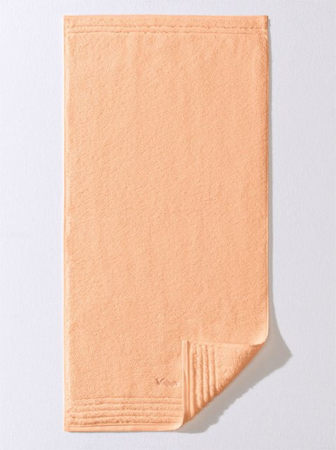 Vossen Handtuch aus 100% Baumwolle mit schmaler Bordüre und gesticktem Logo in Apricot und Orange, Breite: 140 cm, Höhe: 62 cm - Bild 1