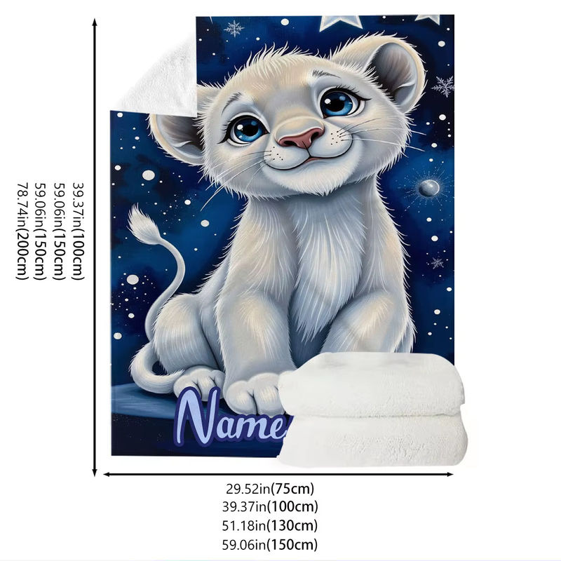 ZIZ Flanell-Decke mit individuellem Text in Blau für Camping, Strand und Wohnzimmer - Bild 3