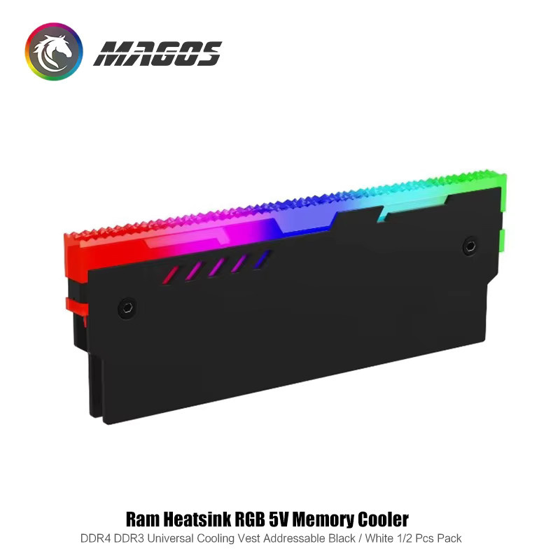 Flying Elephant Ram-Kühlkörper RGB 5V adressierbare Speicherkühler für DDR5 DDR4 DDR3 ECC, 2er Packung, Schwarz/Weiß - Bild 3
