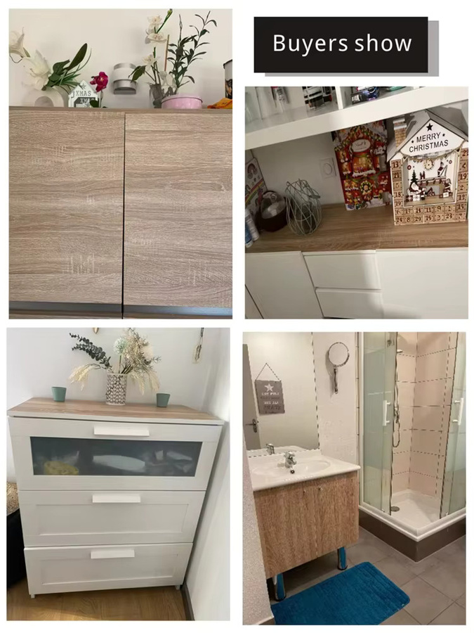 Selbstklebende Vinyl-Tapete mit Holzmaserung von Luck Amy in Weiß, Breite: 55 cm - Bild 3