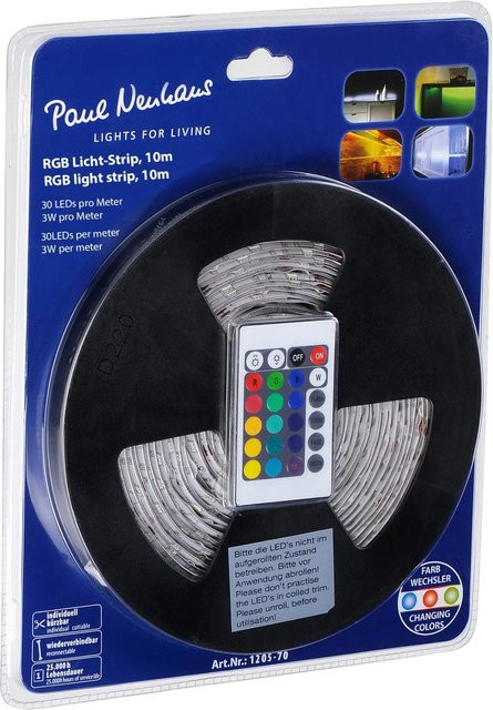 Paul Neuhaus Teania LED-Lichtstreifen RGB Mehrfarbig, 10m Rolle, dimmbar mit Fernbedienung und selbstklebend - Bild 1