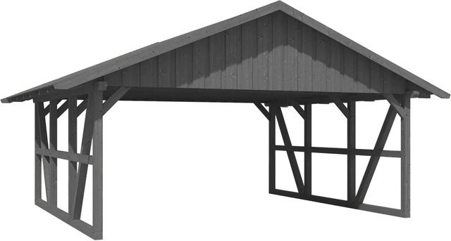 Skan Holz Carport Schwarzwald aus Fichtenholz mit Dachschalung in Grau, B: 684 cm, T: 600 cm - Bild 1