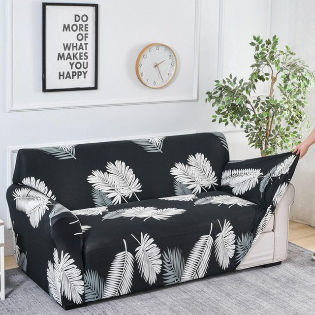Elastischer Sofabezug für 1-Sitzer mit Grafikprint, grau/schwarz, rutschfest und waschbar - Bild 1
