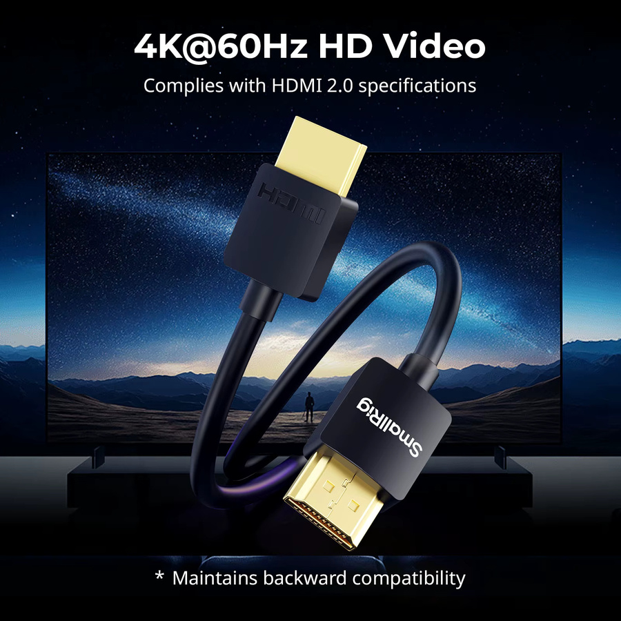 SmallRig HDMI Spiralkabel Typ A auf A in Schwarz, unterstützt bis zu 4K bei 60 Hz, kompatibel mit BMPCC 4K 6K sowie Panasonic S1H, GH5 und GH5S - Bild 3