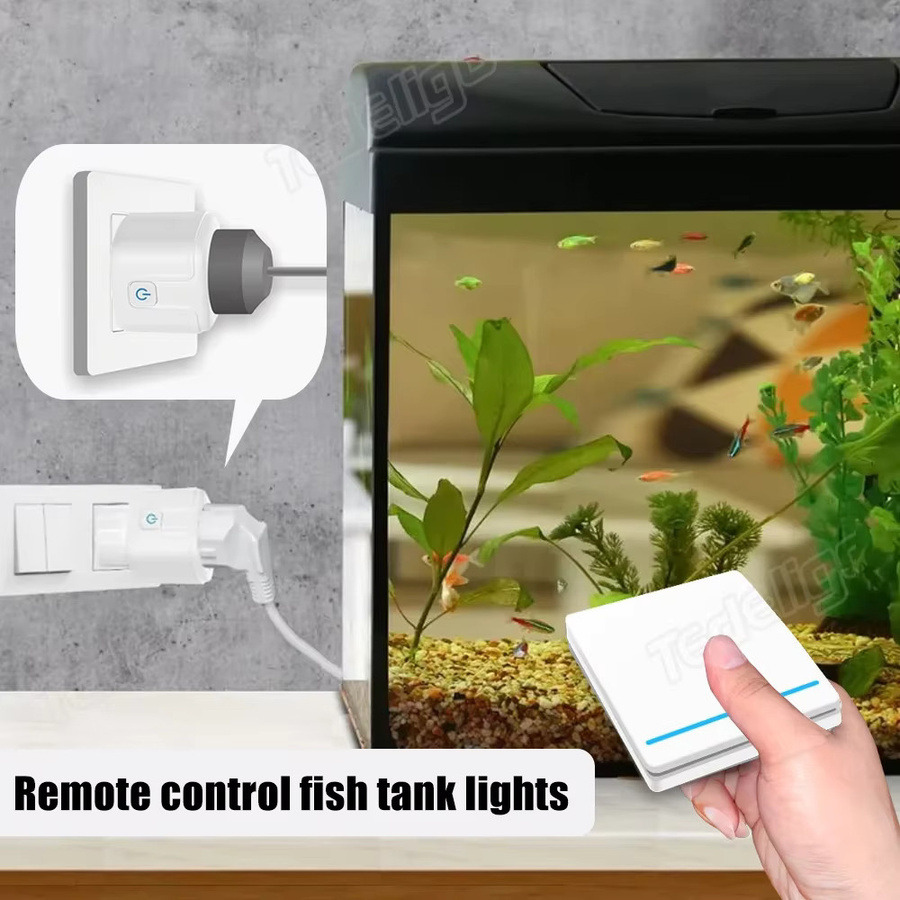 tedeligo Smart Steckdose mit drahtloser Fernbedienung und programmierbarem Push Button Wandschalter, Farbe: Weiß - Bild 2