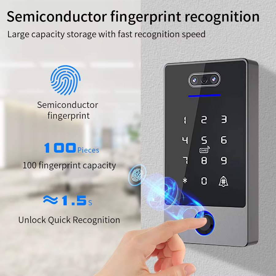 TTLock Smart Lock Controller mit Gesichts- und Fingerabdruckerkennung sowie Tastatur, WiFi Hub, Schwarz - Bild 3