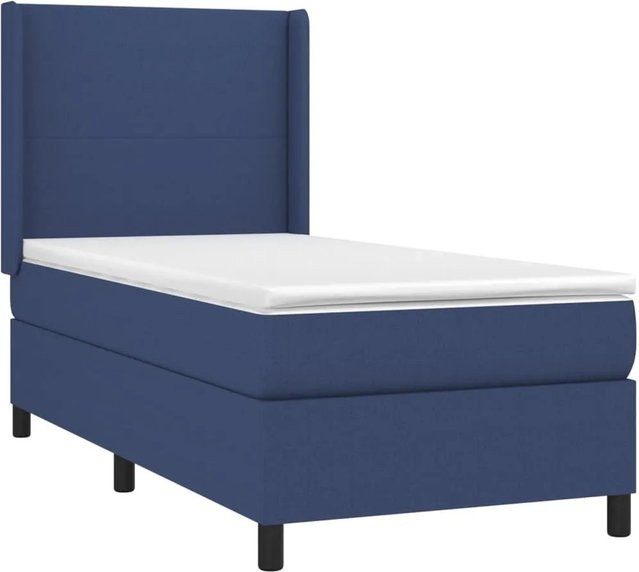 vidaXL Boxspringbett mit Matratze in Blau, Hybridbett mit LED-Unterbettbeleuchtung und USB-Ladeanschluss, B/T/H: 80 x 200 cm - Bild 1