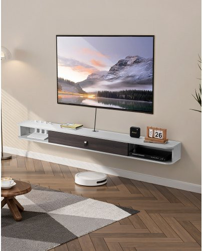VEVOR TV Schrank hängend in Weiß, moderner Floating TV Stand aus E1 Spanplatte mit Stauraum und Kabelloch, Breite: 180 cm, Höhe: 60 cm, Tiefe: 40 cm - Bild 1