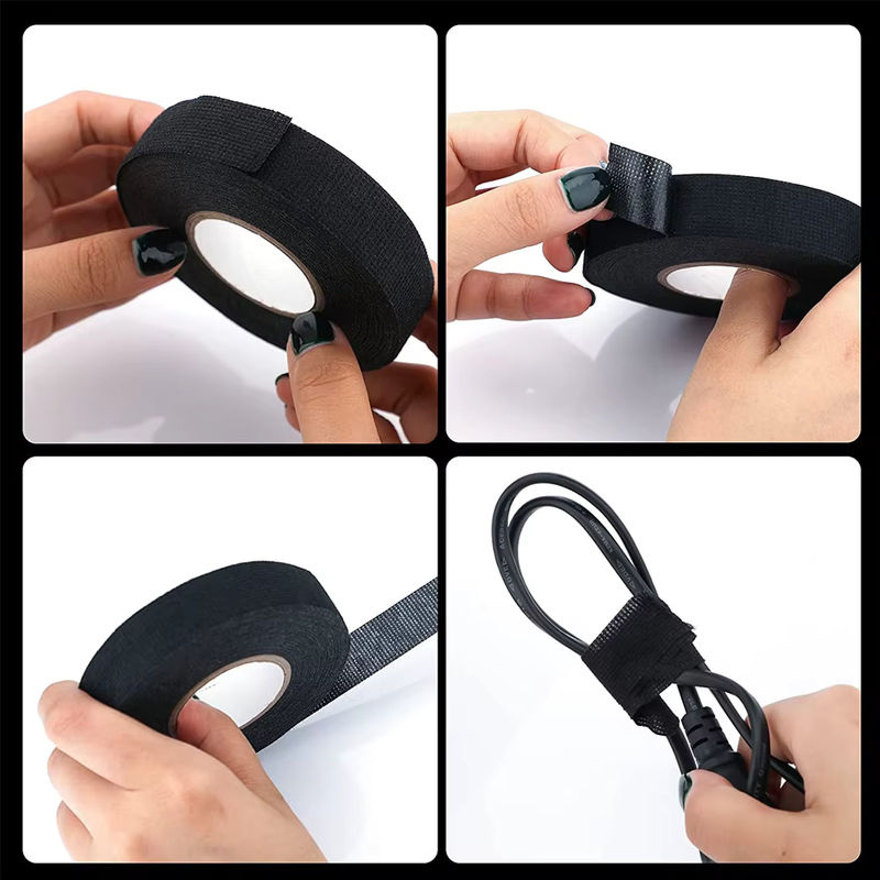 TFAAI Hitzebeständiges Stoffband Schwarz, 15 Meter klebendes elektrisch isolierendes Gewebeband zum Schutz von Autokabelbäumen - Bild 6