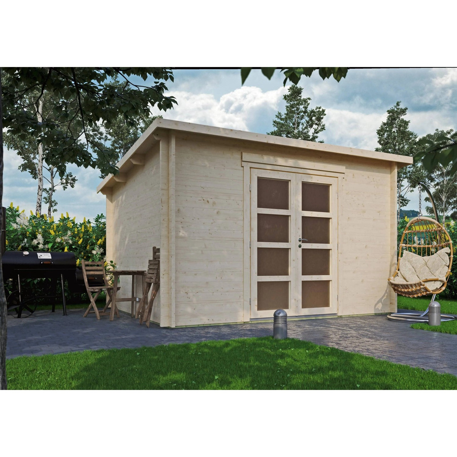 Fjordholz Gartenhaus Modell Max 44 G aus Vollholz mit Tür und Schloss, Farblos Imprägniert - Bild 2